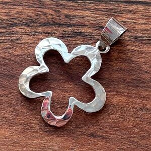 Sterling Silver Hammered Open Flower Pendant